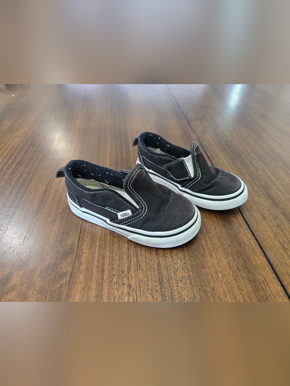 Vans Kids Classic Slip-On Canvas Shoes - Black&White Toddler Size 7